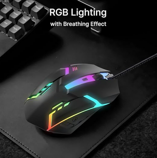 Adefex Computer Accessories Combo Set | Wired Keyboard & Gaming Mouse with Mouse Pad | 4 Port USB Hub & 2-in-1 OTG Adapter All-in-One Combo for Laptop, PC & Smartphone