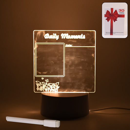 12939 Creative Visualization Lamp 3 Dacrylic Decorative Lamp For Creative Keeps Notes Drawing Table Lamp For Home Decor Bedroom Gift Office Decoration Erasable Board (Heart-shape 1 Pc)