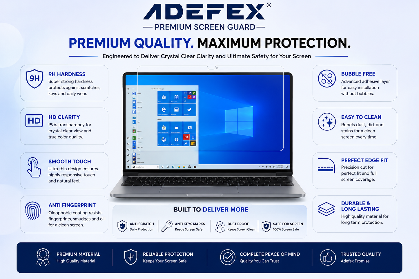 Adefex Laptop Protection Combo | Waterproof Laptop Sleeve | Silicone Keyboard Cover Skin and Anti-Scratch HD Clear Screen Protector Guard | Dust & Shockproof Protection