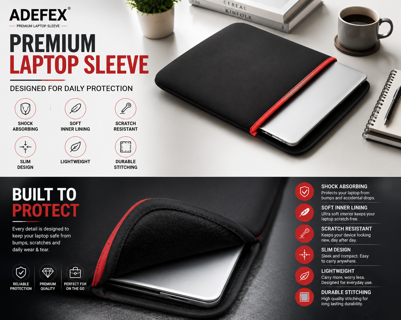 Adefex 7 in 1 - Laptop Screen Guard, Keyguard, Body Skin & Trackpad, Laptop Sleeve, 2-in-1 OTG with Micro USB OTG Anti-Dust, Scratch-Resistant and Bubbleproof Full Protection Accessories