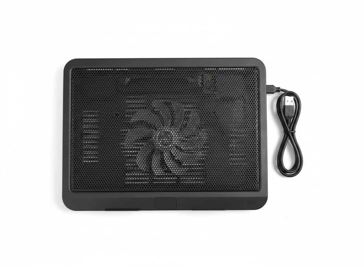 Adefex Portable USB Laptop Cooling Pad for 14 Inch Laptops | Ultra Silent Cooling Fan with Metal Mesh Design | Slim Lightweight Notebook Cooler Stand for Gaming, Office, Study & Daily Use