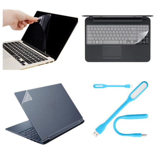 Adefex Laptop Protection Combo - Screen Guard, Keyboard Protector & Transparent Laptop Skin with USB Led Light  Scratch Resistant, Bubble Free & Waterproof Clear Film Long-Lasting Daily Use Protection Accessories