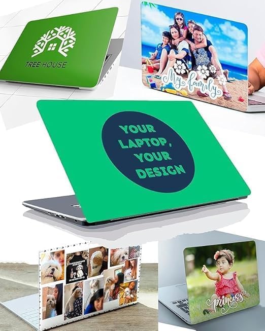 Adefex Personalised Laptop Skin with Custom Mouse Pad | Laminated Waterproof Skin & Non-Slip Rubber Mouse Pad Print Your Photo or Design | Ideal Gift for Office, Students & Loved Ones