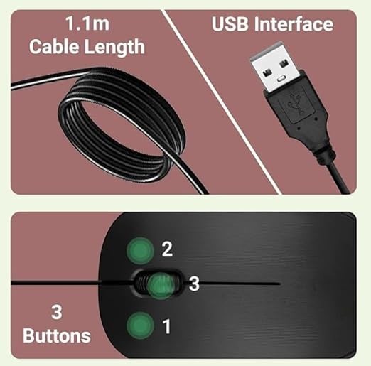 ADEFEX- Complete Desktop Essentials Combo 5 in 1 Set of Keyboard and Mouse with USB -Hub, Mouse Pad and OTG Cable