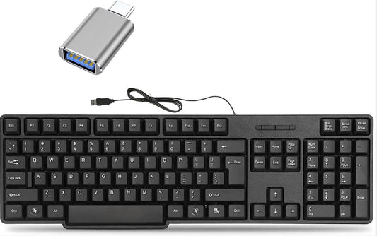Adefex Wired Keyboard with OTG | USB Connectivity for PC, Android & Tablets, Durable & Compact Design for Office & Home