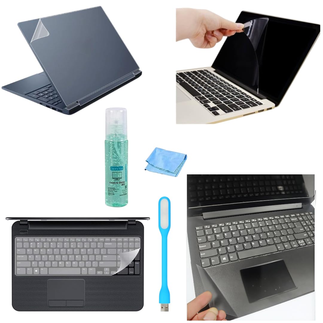 Adefex Laptop Protection Kit - Screen Protector, Keyguard, Body Skin & Trackpad Protector with Cleaning Gel & USB Light | Scratch Resistant, HD Clear Display, Dust & Fingerprint Protection - Easy Install & Bubble Free Removal