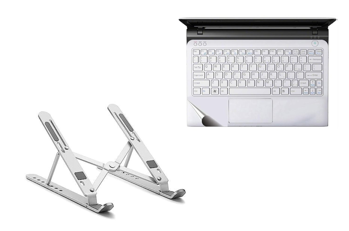 Adefex 7 Angles Adjustable Metal Laptop Stand Anti-Slip Grip FoldableTabletop Riser | Full Size Waterproof & Scratch Resistant Laptop Trackpad Protector Film | 2-in-1 Laptop Accessories Combo