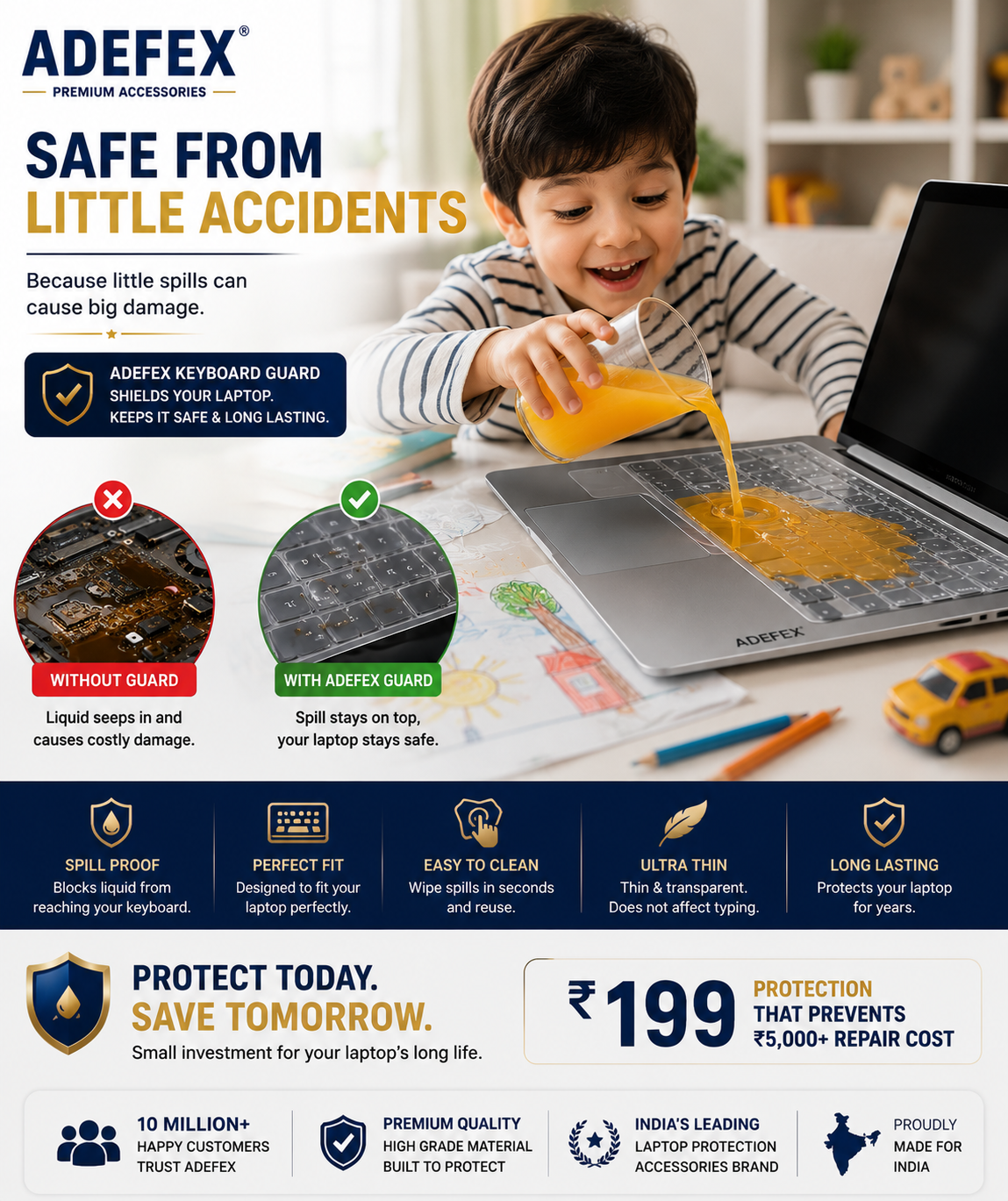 Adefex 4 in1 Combo - Screen Guard, Keyguard, Transparent Laptop Skin & Trackpad Protector | Bubble Free, Ultra-Clear Film and Scratch Resistant Accessories Easy to Install | Complete Laptop Care & Protection Kit