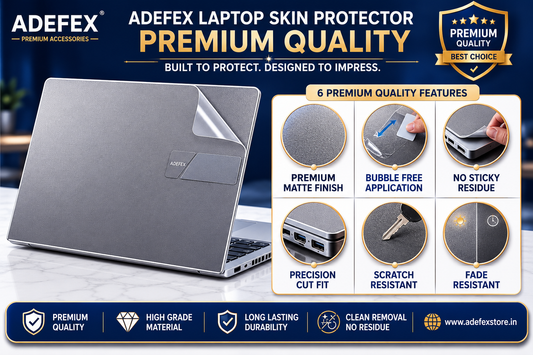 Adefex Transparent Laptop Skin and Trackpad Protector Film | Scratch Resistant, Waterproof Laptop Body Protection with USB LED Light