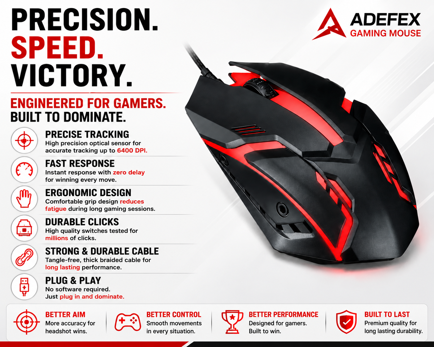 Adefex Laptop Accessories 7 Adjustable Metal Laptop Stand,1200 DPI RGB Gaming Mouse with 4 Port LED USB Hub and Large Mouse Pad for Office and Gaming Use -Ideal for Office, Work and Gaming