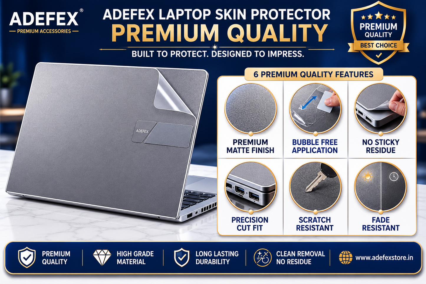 Adefex Laptop Body Protector and Trackpad Protector | Transparent Laptop Protection Film with Touchpad Protection Sheet | Scratch Resistant, Dustproof Protection Accessories | Pack of 1