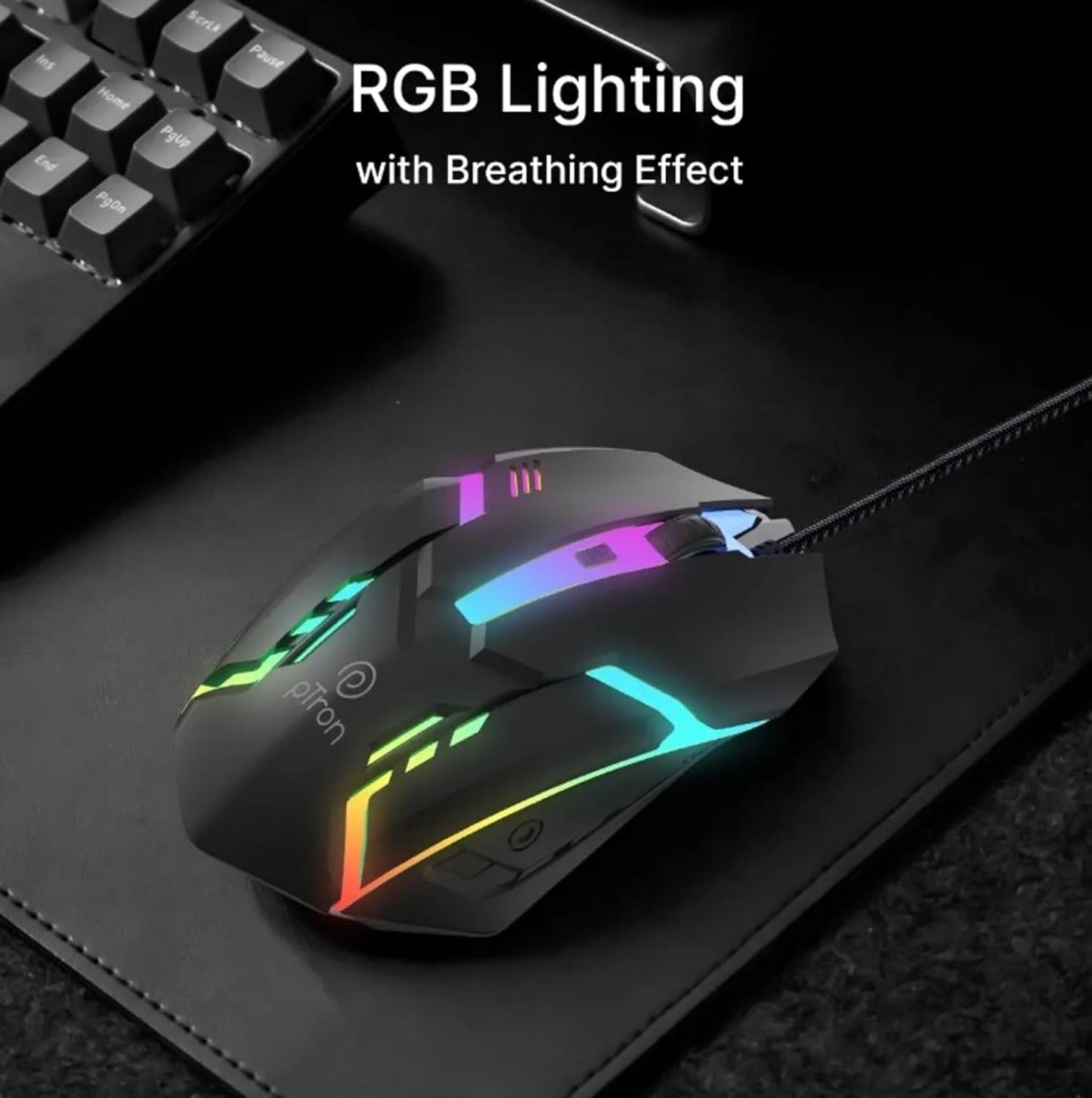 Adefex Wired Combo Set - Wired Keyboard, Gaming Mouse with Non Slip Rubber Mouse Pad, 4 Port USB Hub & 2 in 1 OTG Adapter | Plug & Play USB Setup Desktop/Laptop Accessories