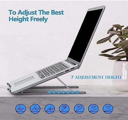 Adefex Set of 5 Combo USB Wired Keyboard and Mouse with 7 Angle Adjustabel Metal Laptop Stand, Mouse Pad Base & 4 Port USB Hub for Desktop & Laptop Accessories Combo for Office, Study and Home Use
