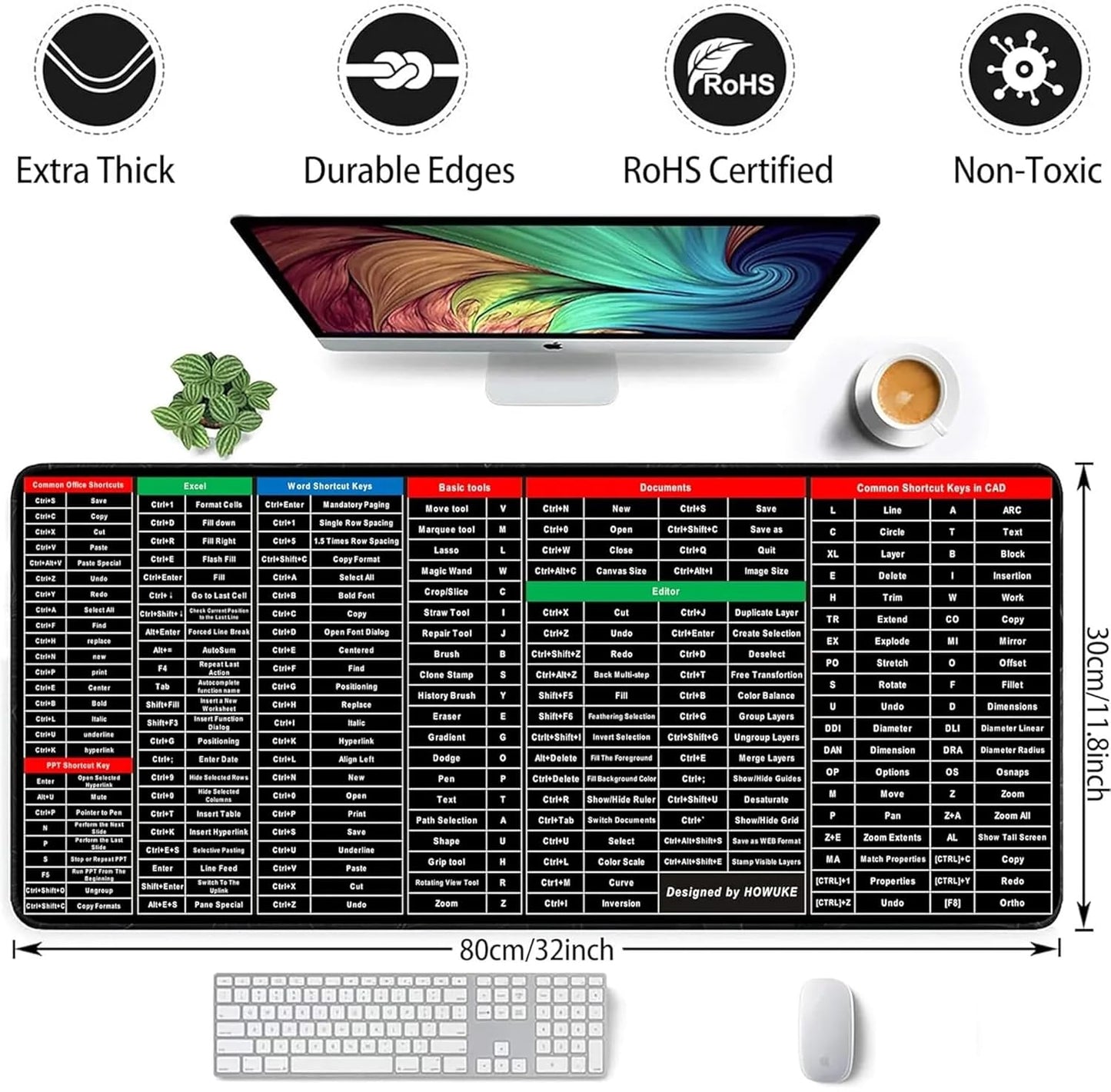 Adefex USB Wired Keyboard, Gaming Mouse with Shortcut Keys Non-Slip Mouse Pad Large | 7 Angle Adjustable Metal Laptop Stand and 4 Port USB Hub Desktop & Laptop Accessories for Office & Gaming Use