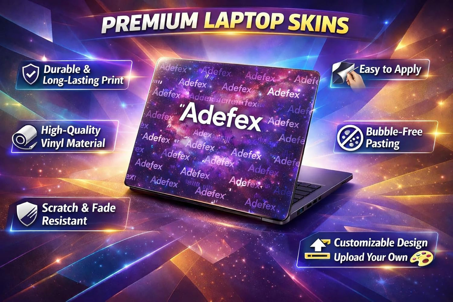 Adefex Customized Laptop Skin Sticker - Upload Your Own Design, Waterproof & Scratch-Resistant, Fits for All Laptop Sizes