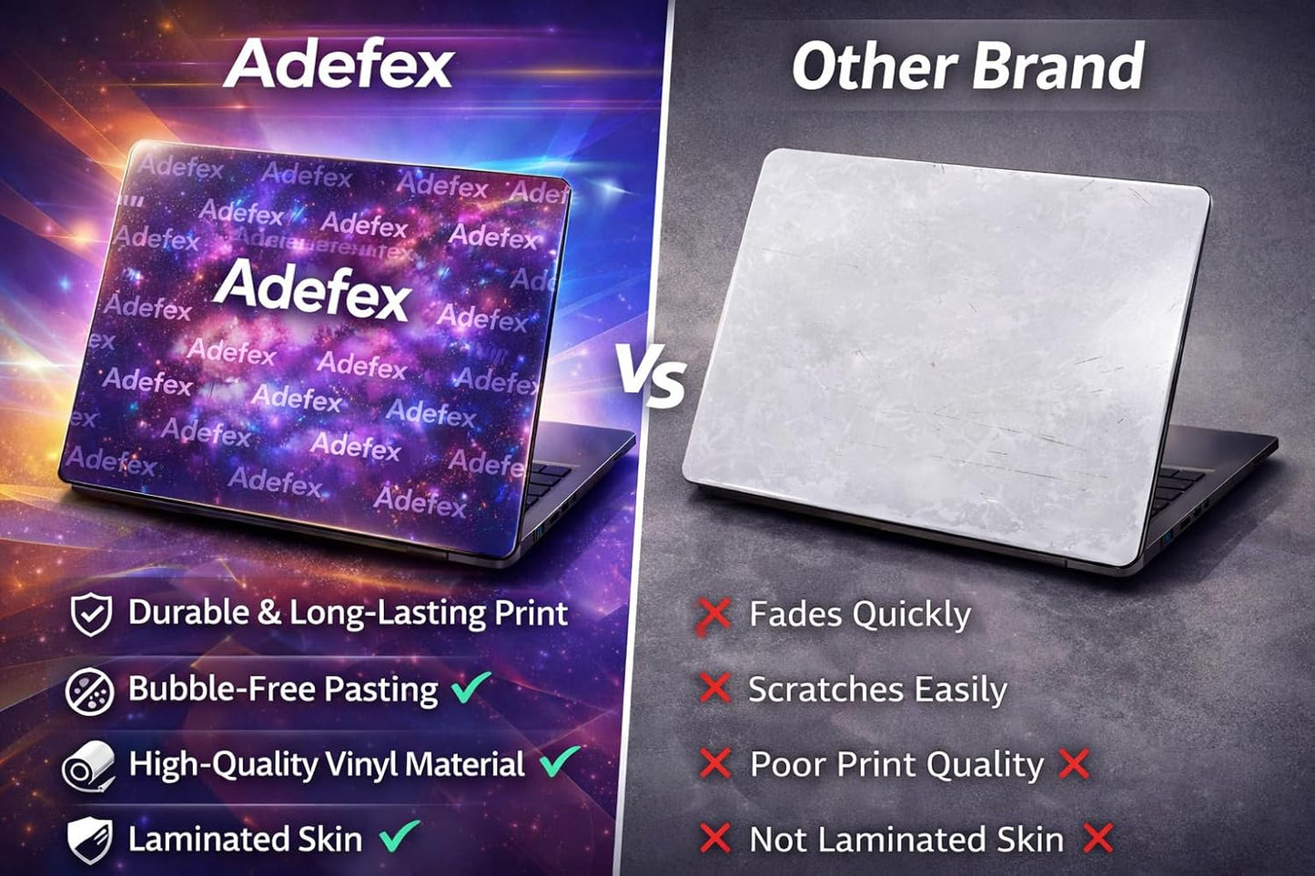 Adefex Customized Laptop Skin Sticker - Upload Your Own Design, Waterproof & Scratch-Resistant, Fits for All Laptop Sizes