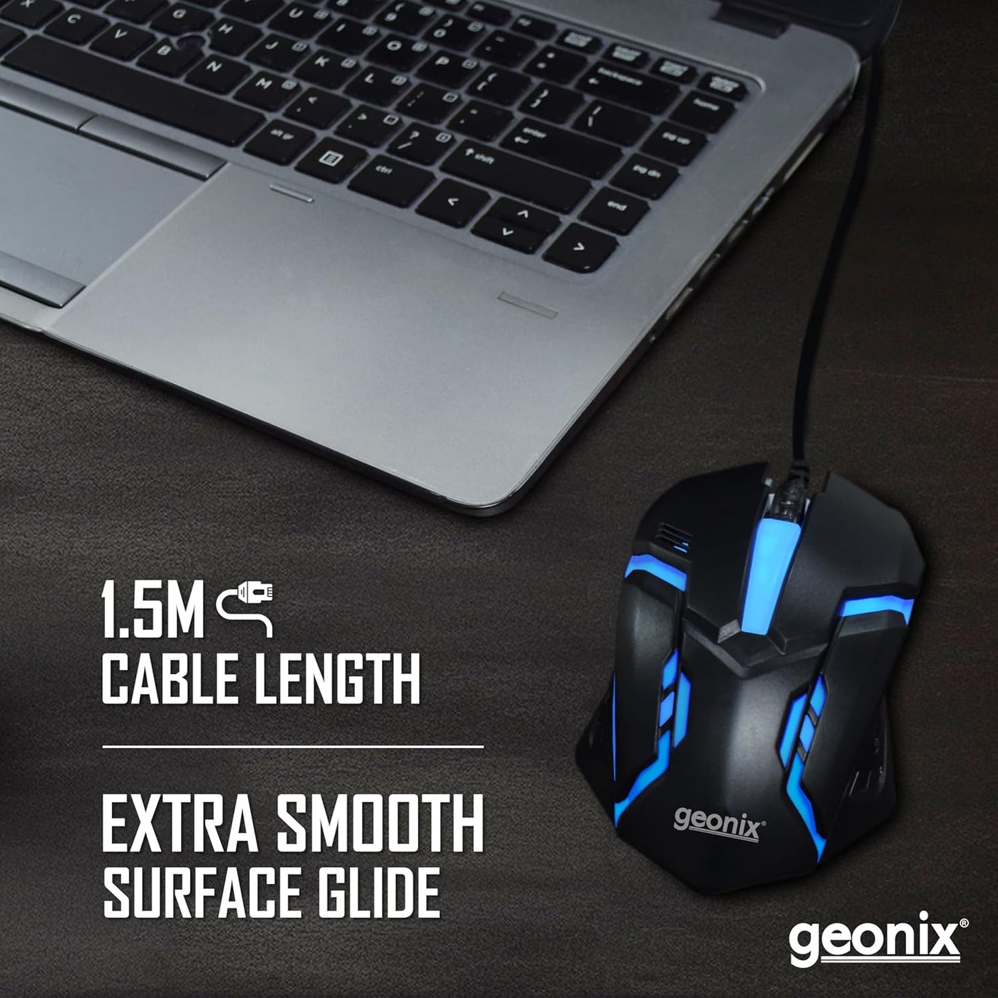 Adefex USB Wired Gaming Mouse with Upto 1200DPI Gaming Sensor | 3 Buttons Design | Upto 7 Million Clicks | Comfortable Grip for Professional Gamers