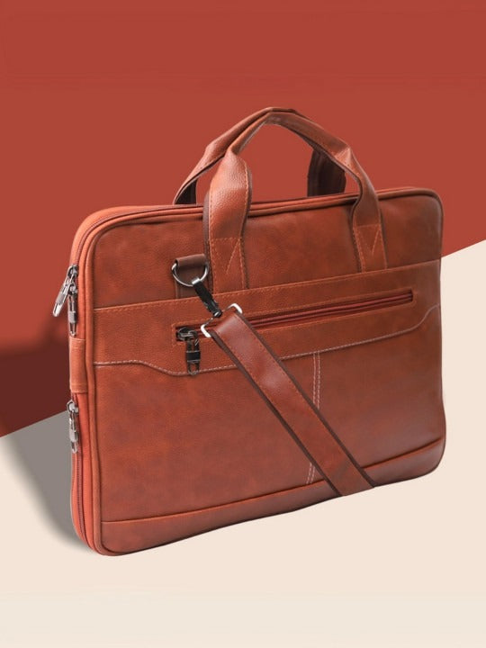 Adefex PU Leather Laptop Messenger Bag for 15.6 Inch Laptop | Expandable Office Briefcase with Multiple Organisers and Adjustable Shoulder Strap Water Resistant Laptop Bag for Men & Women