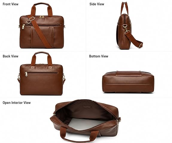 Adefex Leather Laptop office Bag for Men & Women | Laptop Messenger Bag for 14.6 Inch Laptop with Adjustable Shoulder Strap and Multiple Organizer Pockets - Brown