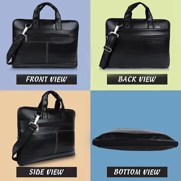 Adefex PU Leather Laptop Messenger Bag for 15.6 Inch Laptop | Expandable Office Briefcase with Multiple Organisers and Adjustable Shoulder Strap Water Resistant Laptop Bag for Men & Women