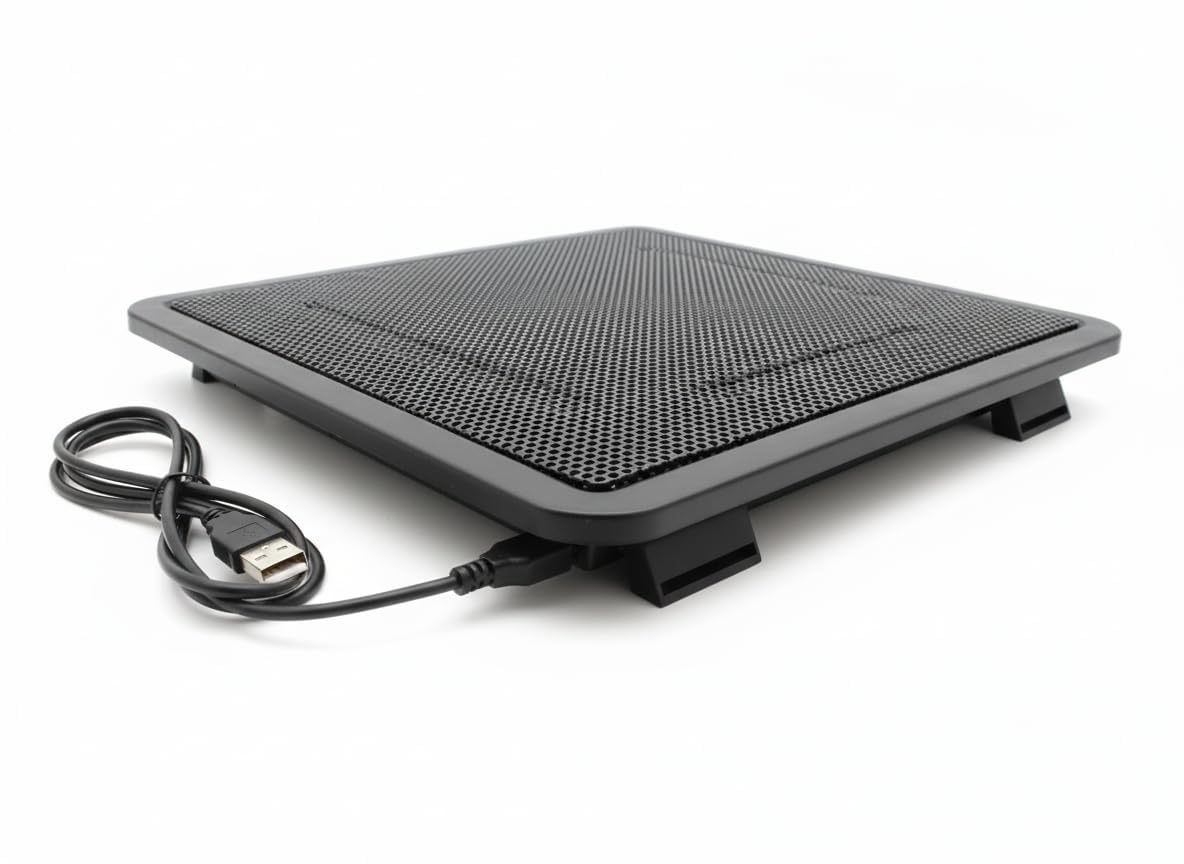 Adefex Portable USB Laptop Cooling Pad for 14 Inch Laptops | Ultra Silent Cooling Fan with Metal Mesh Design | Slim Lightweight Notebook Cooler Stand for Gaming, Office, Study & Daily Use