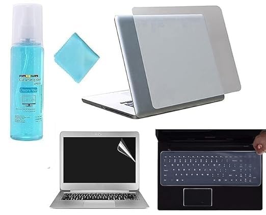 Adefex Laptop Protection Combo | Screen Guard, Keyboard Protector, Cleaning Gel & Transparent Laptop Skin | Dustproof, Scratch Resistant, Easy Application