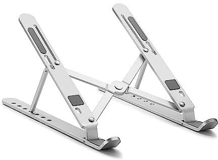 Adefex 6-Angle Adjustable Metal Laptop Stand | Ergonomic Laptop Riser with Cooling Design | Fits Up to 15.6-Inch Laptops | Durable Laptop Holder (Aluminium Alloy, Silver)