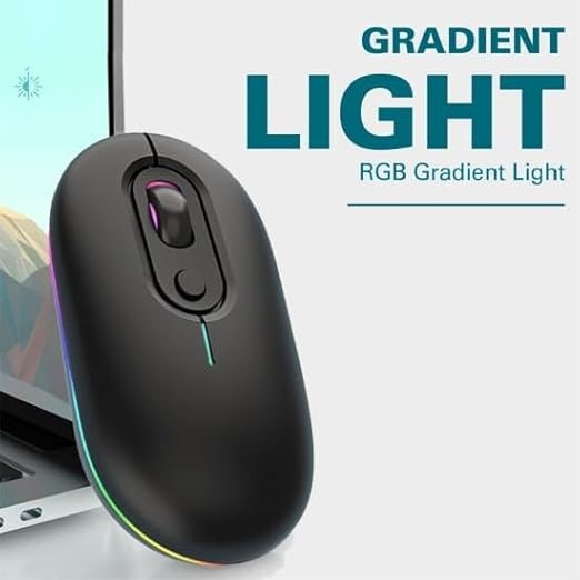 Adefex Dual Mode Wireless RGB Mouse with USB Nano Receiver | 2.4G USB Silent Click and 1600 DPI Adjustable Sensor Multi-Color RGB Light Portable Mouse for Laptop &Desktop (Black)