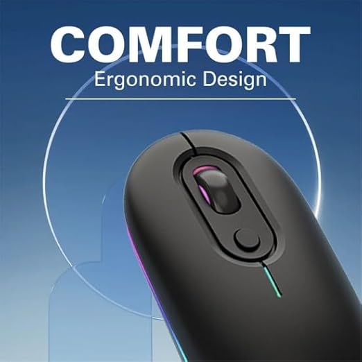 Adefex Dual Mode Wireless RGB Mouse with USB Nano Receiver | 2.4G USB Silent Click and 1600 DPI Adjustable Sensor Multi-Color RGB Light Portable Mouse for Laptop &Desktop (Black)