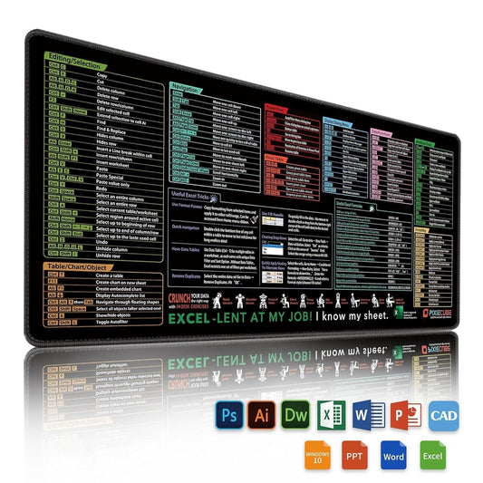 Adefex Large Mouse Pad with Shortcut Keys Design | Extended Computer Desk Mat with Smooth Surface Non-Slip Rubber Base Comfortable Full Desk Coverage Mouse Pad 800 x 300 x 3 mm
