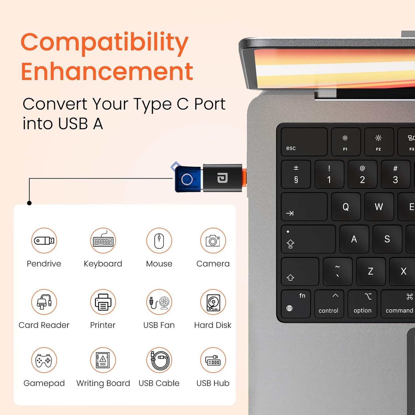 ADEFEX- Complete Desktop Essentials Combo 5 in 1 Set of Keyboard and Mouse with USB -Hub, Mouse Pad and OTG Cable
