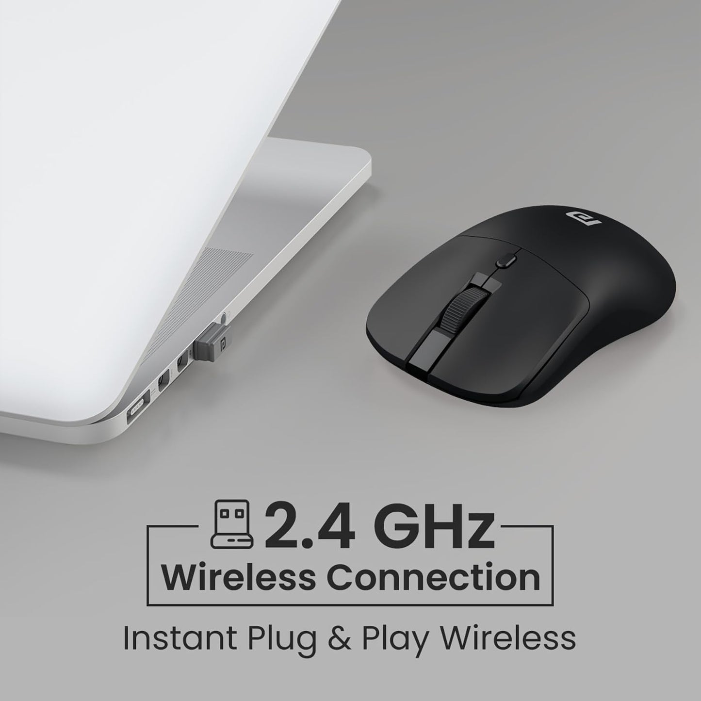 Adefex Portronics Toad 33 Wireless Mouse with 2.4 GHz Wireless Receiver, Adjustable Sensitivity, Ergonomic Design, for Laptops, Desktops PC, Mac (Black)