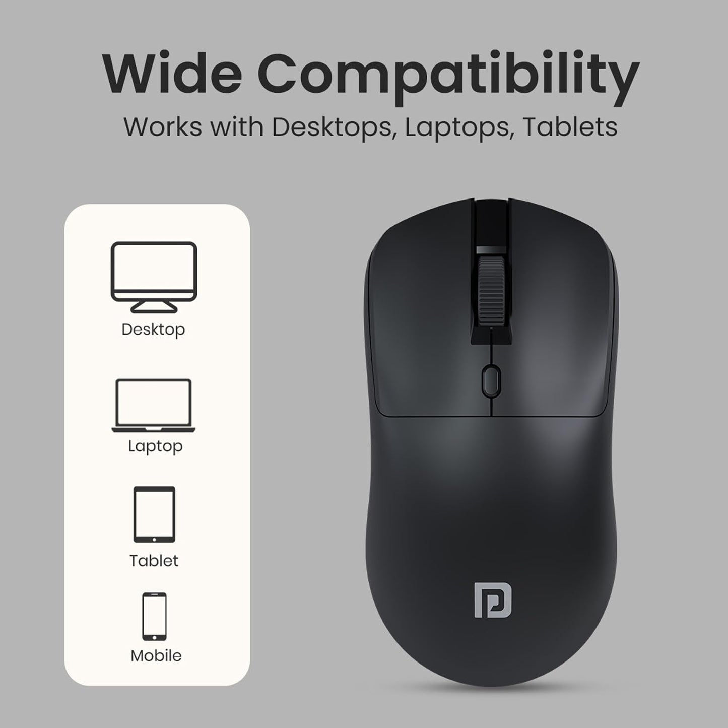 Adefex Portronics Toad 33 Wireless Mouse with 2.4 GHz Wireless Receiver, Adjustable Sensitivity, Ergonomic Design, for Laptops, Desktops PC, Mac (Black)