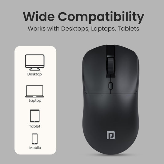 Adefex Portronics Toad 33 Wireless Mouse with 2.4 GHz Wireless Receiver, Adjustable Sensitivity, Ergonomic Design, for Laptops, Desktops PC, Mac (Black)