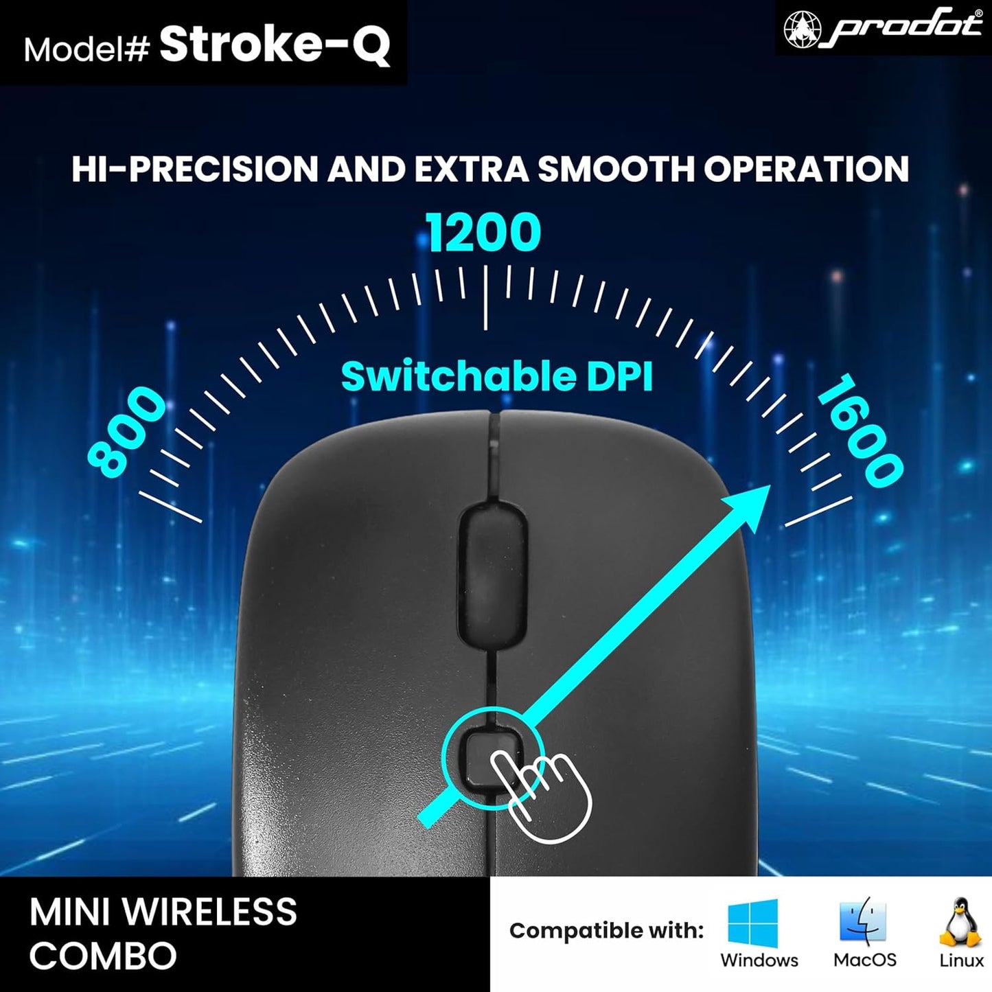 ProDot Laptop Size Mini Wireless Keyboard and Mouse Combo | 2.4GHz USB Nano Receiver | Slim Keyboard with Silent Keys | Ergonomic Optical Mouse | Plug & Play for Laptop, PC, Windows, Mac
