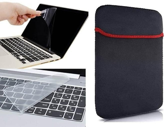 Adefex Laptop Protection Combo | Waterproof Laptop Sleeve | Silicone Keyboard Cover Skin and Anti-Scratch HD Clear Screen Protector Guard | Dust & Shockproof Protection