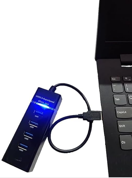 Adefex 3.0 SuperSpeed USB Hub with LED Indicator | 4 Port USB Hub for Laptop & PC | 5Gbps High Speed Data Transfer Hub | Plug & Play, Stable Connection, Durable & Compact Design - Black