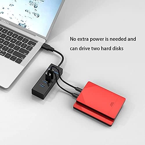 Adefex 3.0 SuperSpeed USB Hub with LED Indicator | 4 Port USB Hub for Laptop & PC | 5Gbps High Speed Data Transfer Hub | Plug & Play, Stable Connection, Durable & Compact Design - Black
