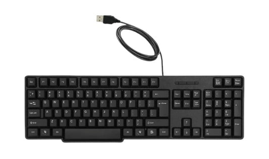 Adefex Wired Keyboard Black | Full-Size USB Keyboard with Numeric Keypad | Plug and Play | Compatible with Desktop, Laptop, PC -Black