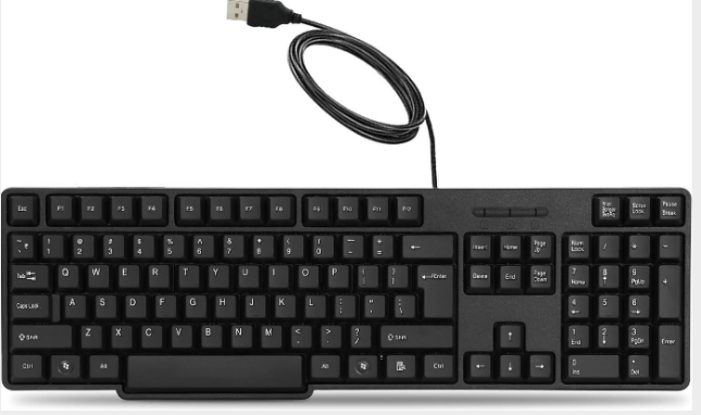 Adefex Wired Keyboard Black | Full-Size USB Keyboard with Numeric Keypad | Plug and Play | Compatible with Desktop, Laptop, PC -Black