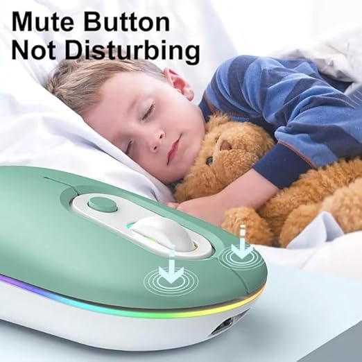 Adefex Dual Mode Wireless RGB Mouse with USB Nano Receiver | 2.4G USB Silent Click and 1600 DPI Adjustable Sensor Multi-Color RGB Light Portable Mouse for Laptop &Desktop (Green)
