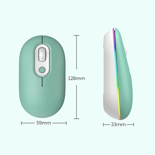 Adefex Dual Mode Wireless RGB Mouse with USB Nano Receiver | 2.4G USB Silent Click and 1600 DPI Adjustable Sensor Multi-Color RGB Light Portable Mouse for Laptop &Desktop (Green)