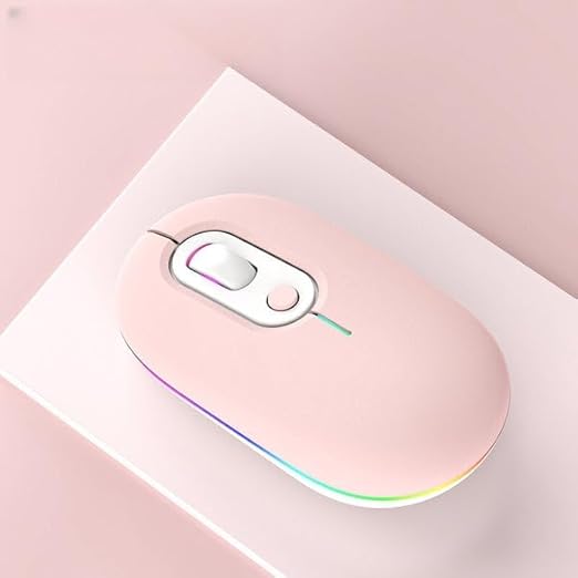 Adefex Dual Mode Wireless RGB Mouse with USB Nano Receiver | 2.4G USB Silent Click and 1600 DPI Adjustable Sensor Multi-Color RGB Light Portable Mouse for Laptop &Desktop (Pink)
